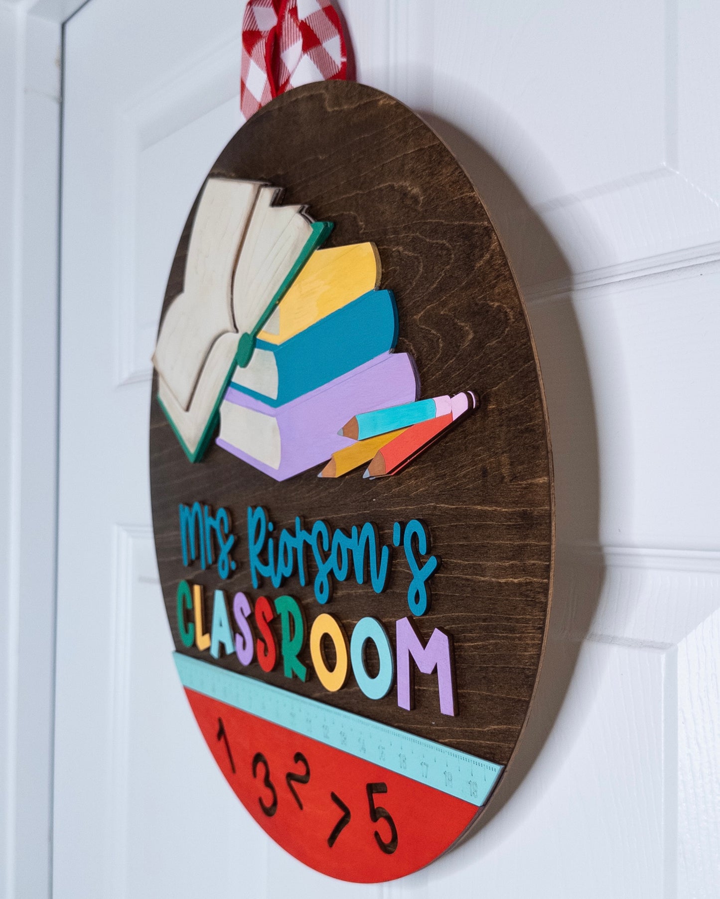 Personalized Classroom Door Hanger with Book Stack
