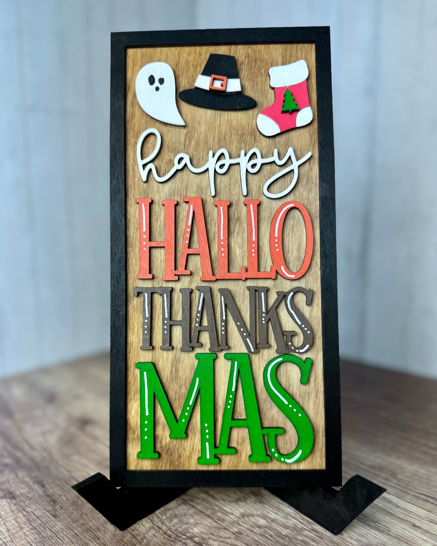 Happy Hallowthanksmas Shelf Sign