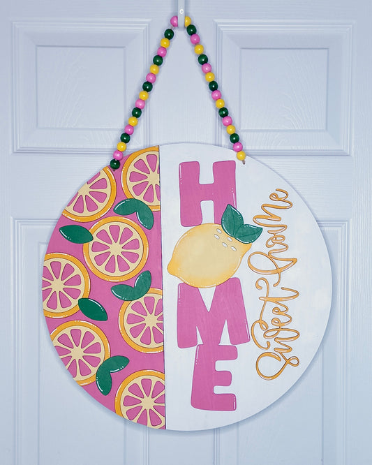 Home Sweet Home with Lemons (Pink)