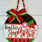 Decorative door hanger with watermelon design and 'hello summer' text on a white background.