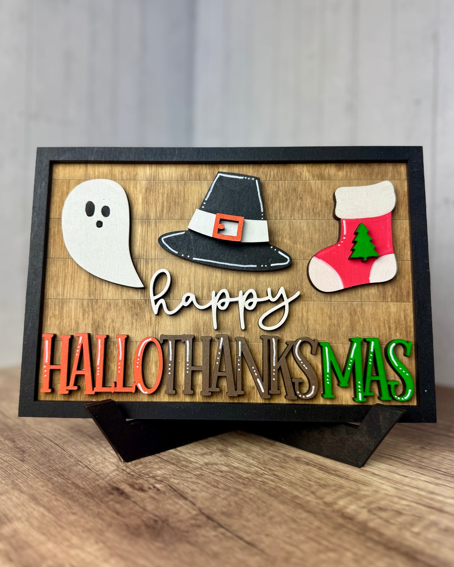 Happy Hallowthanksmas Shelf Sign